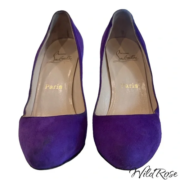 CHRISTIAN LOUBOUTIN New Declic Velours Purple Suede Pumps SZ 37